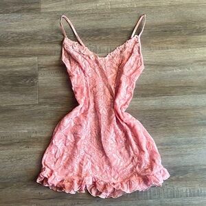 Vintage Floral Pink Lace Slip Dress